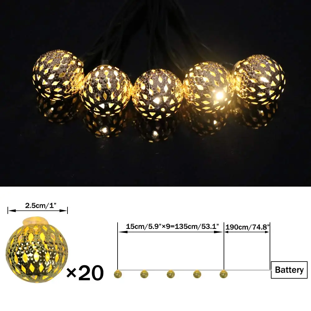Гирлянды на солнечных батареях 20 светодиодных шаровых сказочных огней 4 8 м