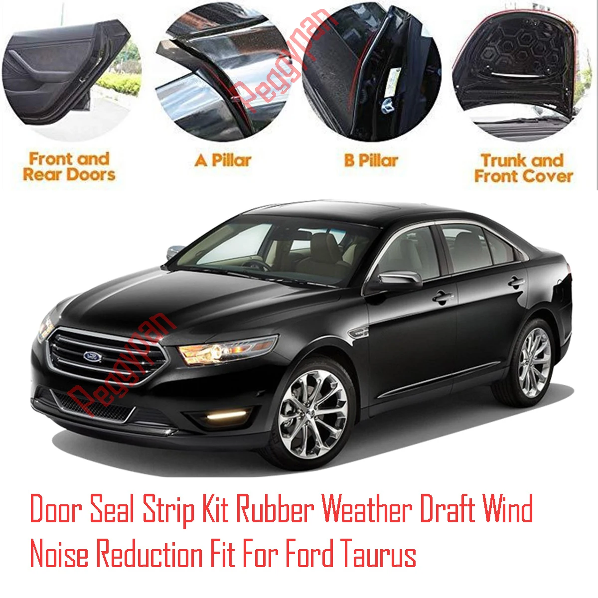 Door Seal Strip Kit Self Adhesive Window Engine Cover Soundproof Rubber Weather Draft Wind Noise Reduction Fit For Ford Taurus