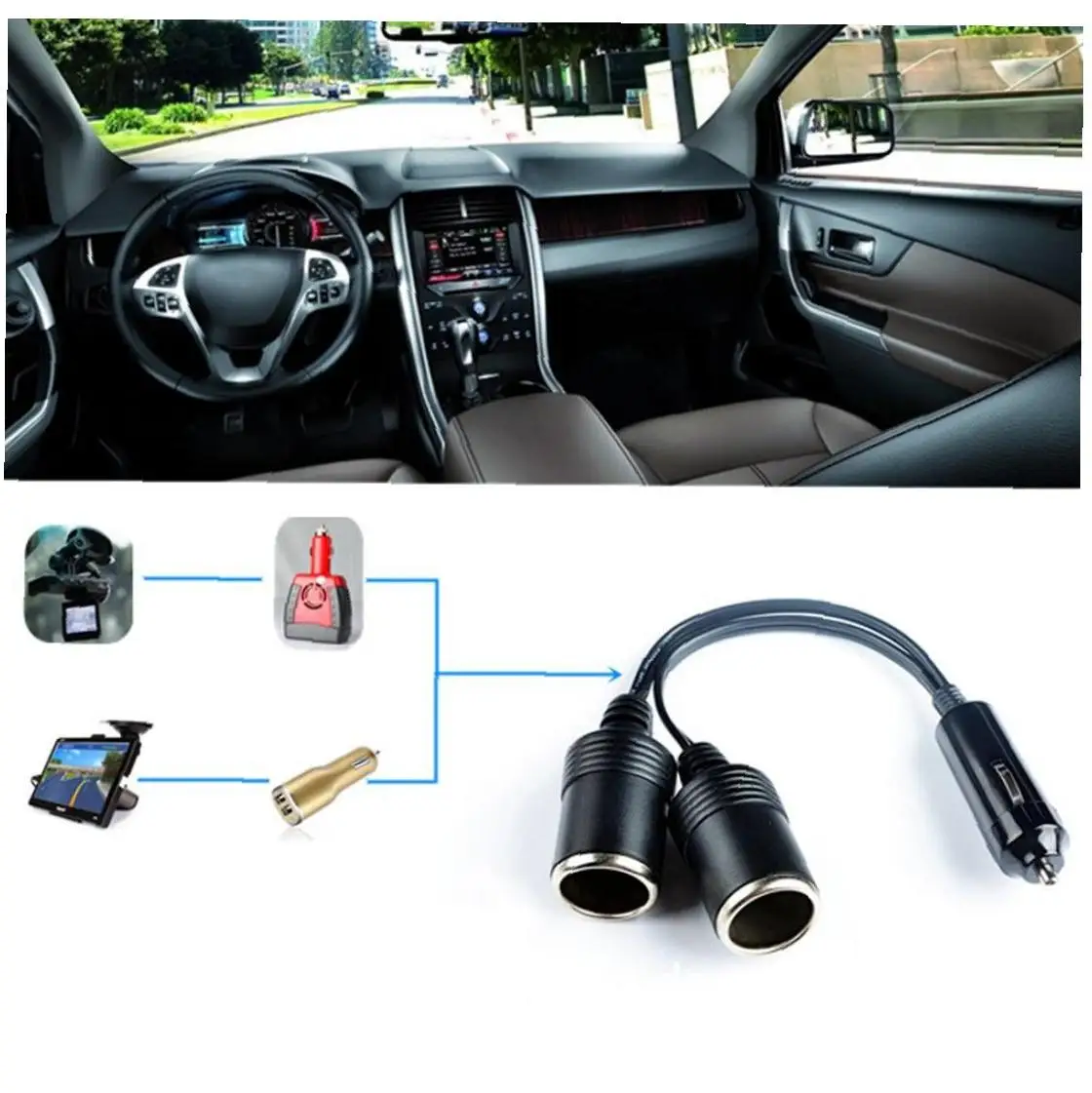 Двойной порт автомобильного прикуривателя Зарядное устройство адаптер