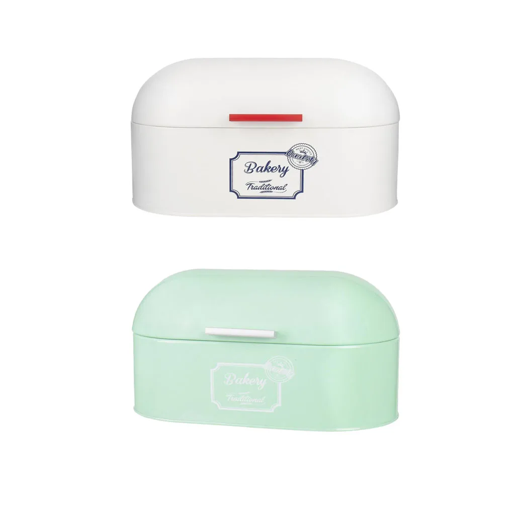 

Kitchen Metal Bread Box Countertop Bread Storage Bin Container w/Lid