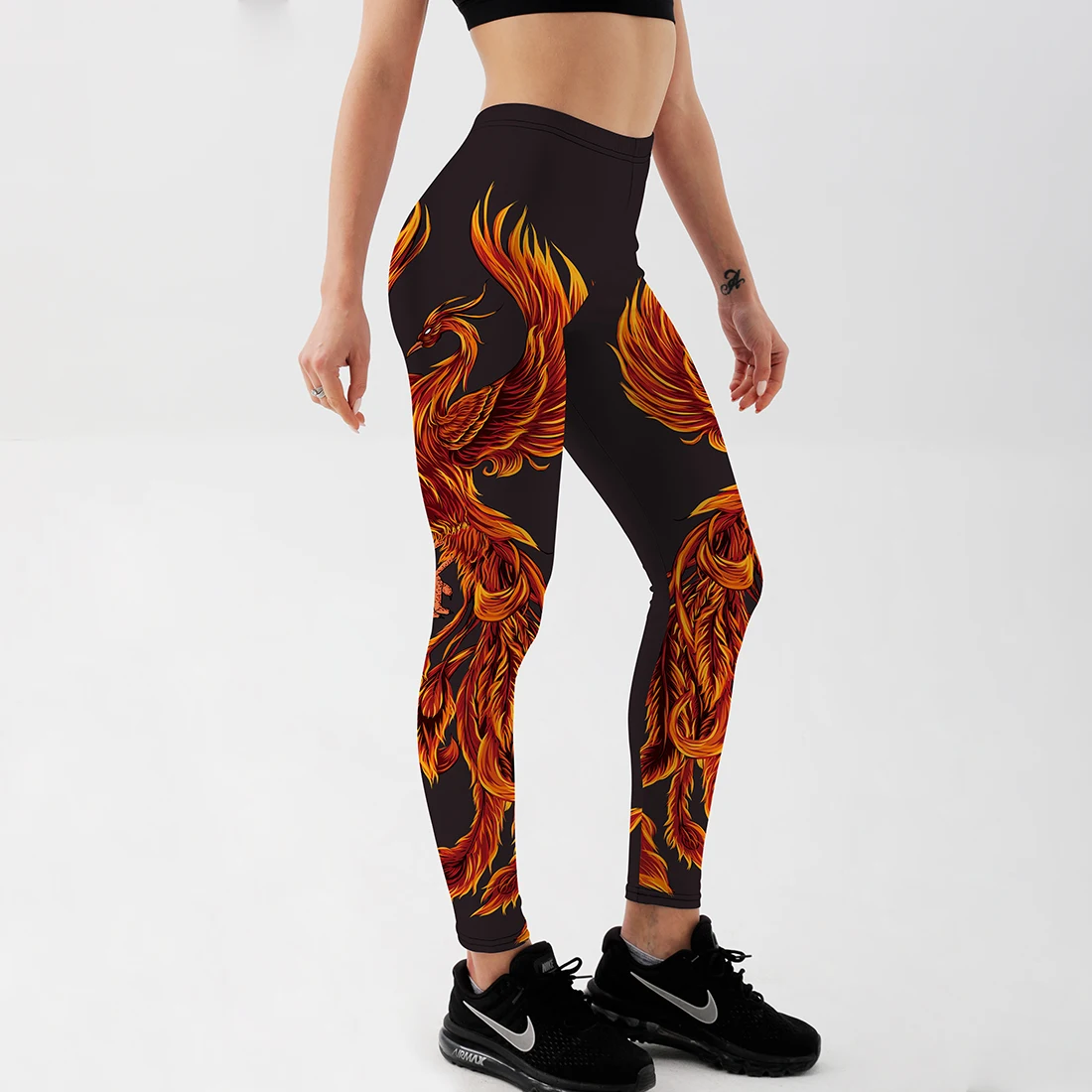 Qickitout Hot Sale Women Leggings Flaming Phoenix 3D Printed Punk Girl Leggings Pants Fitness Workout Pants Long Stretchy S-4Xl