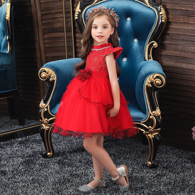Embroidery One-Shoulder Dress for Children Princess Formal Dresses Flower Kids Wedding Evening Prom Gown Girls Christmas Party | Детская