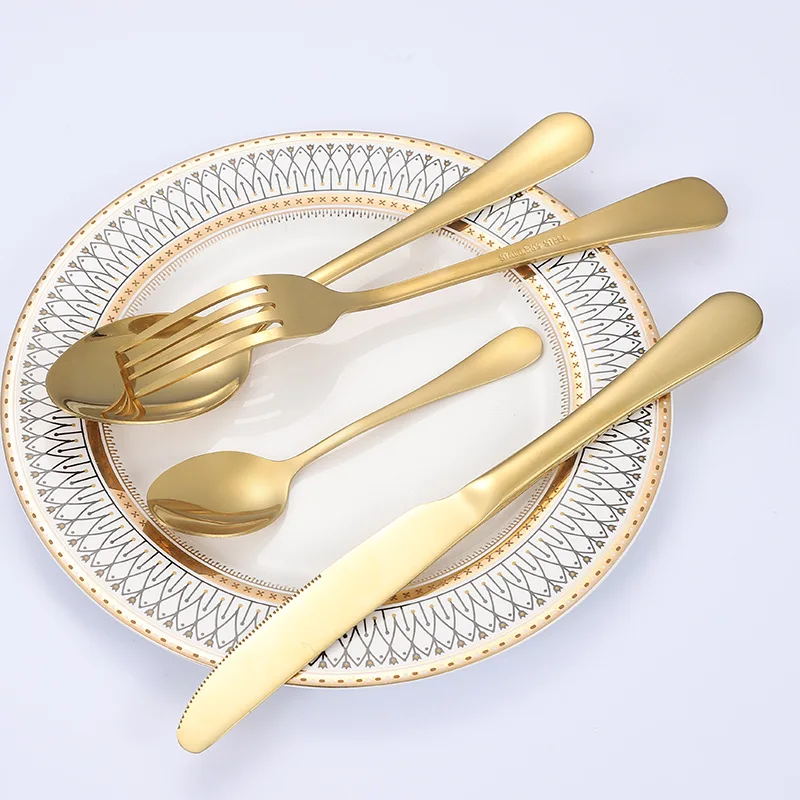 

24 Pcs Stainless Steel Cutlery Dinnerware Golden Table Cutlery 24 Pieces Kitchen Tableware Spoons Forks Set Of 6