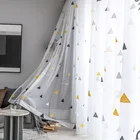 Простые детские тюлевые шторы с треугольной вышивкой для детской спальни современные прозрачные оконные шторы для гостиной
