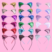 24pcs cute sequins cat ears headband holiday party halloween cosplay girl headdress hair accessories decoration children adult