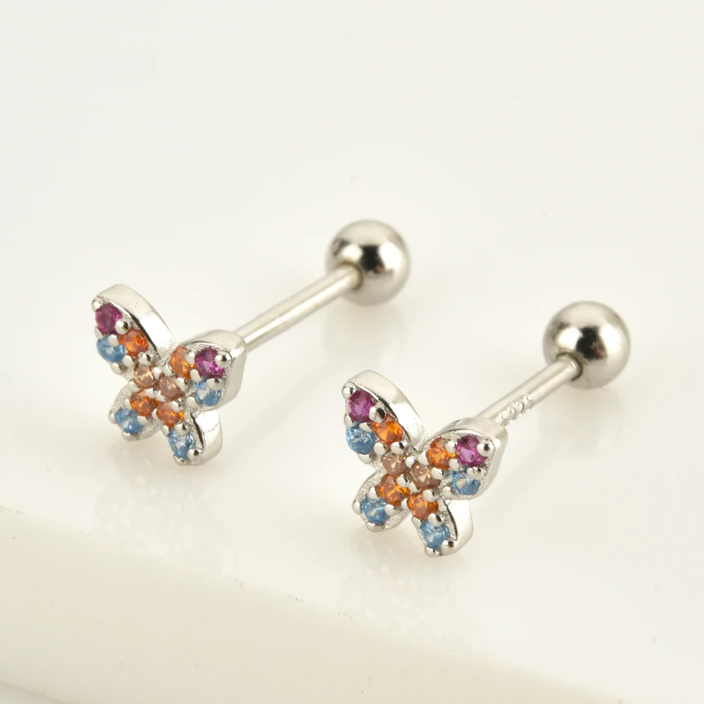 Женские клипсы для пирсинга ANDYWEN из серебра 925 пробы с золотистыми радужными