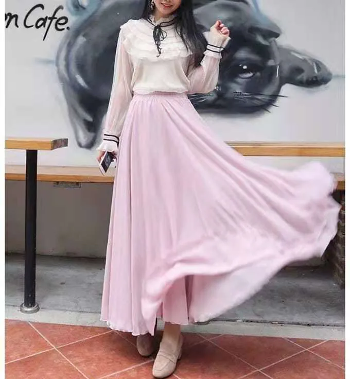 Женская трехслойная кружевная юбка макси Тюлевая с эластичной талией Бальные