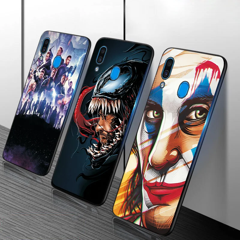 Крышка для samsung Galaxy A10 A20 A30 чехол Крышка героя Marvel из термопластика черный для samsung A50 A60 A70 A20E A40 A30S A50S A70S чехол для телефона