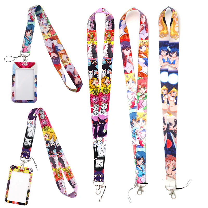 

20pcs/lot AD683 Patchfan Anime Lanyard for Key Phones USB Keys Keychain Name Badge Holders Lanyard With Card Cover Case