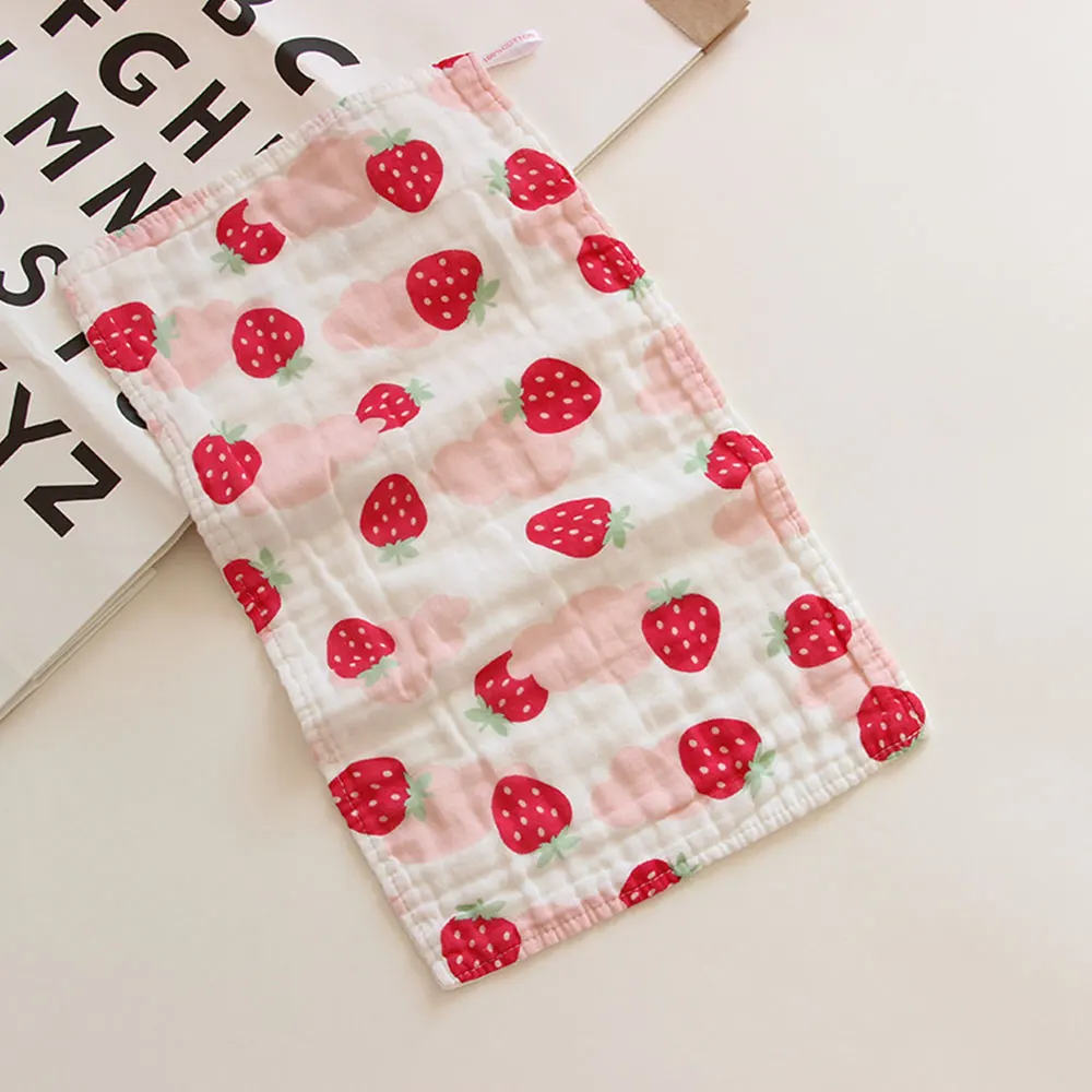 strawberry Новинка, муслин, хлопок, 6 слоев, марлевые, детские полотенца для лица, подушка для купания младенцев, полотенце с мультяшным принтом, салфетки для мытья - Цвет: strawberry