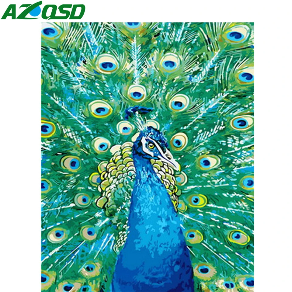 AZQSD DIY Unframe краска по номеру холст краски ing наборы Павлин украшения дома Рисование