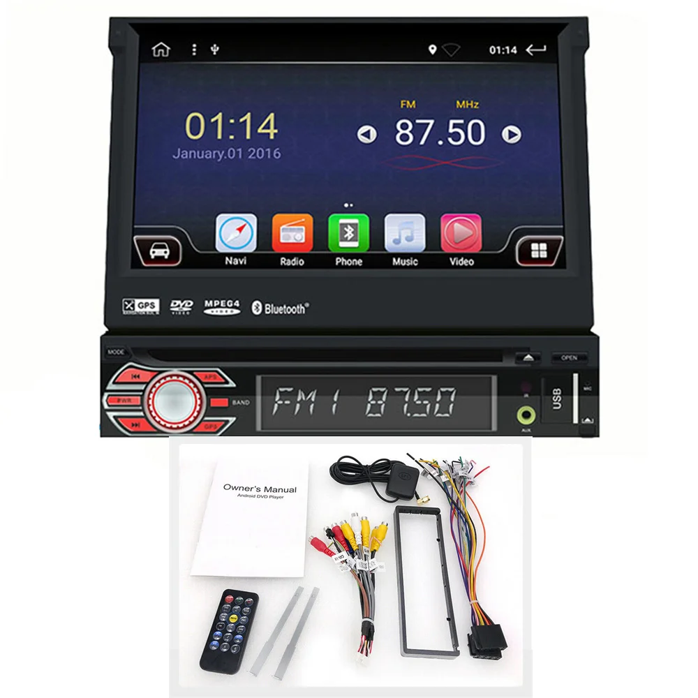 Car DVD no cam Выдвижной 7 дюймов 1din Android 9,1 автомобильный Радио dvd-плеер gps навигация универсальный автомобильный мультимедийный плеер стерео головное устройство - Цвет: Car DVD no cam