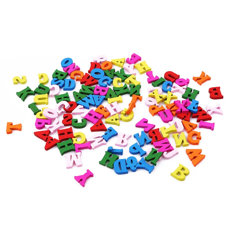 100pcs/lot Children DIY Wooden Alphabet Crafts Jigsaw Puzzles Toys Brain Teaser Early Educational Letters Puzzle For Kids images - 6