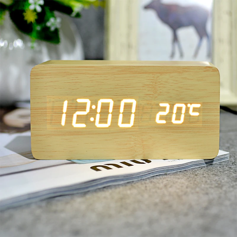 FiBiSonic светодиодный Дисплей цифровые часы будильник с Температура звуки