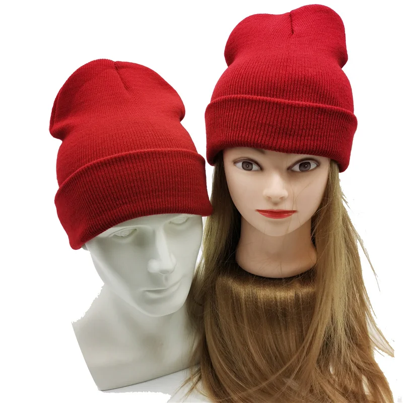 Winter Autumn Solid Color Adult Child Unisex Beanies Hats Large Big Ice Cream Windproof Keep Warm Cold Caps Plus Size Men W24
