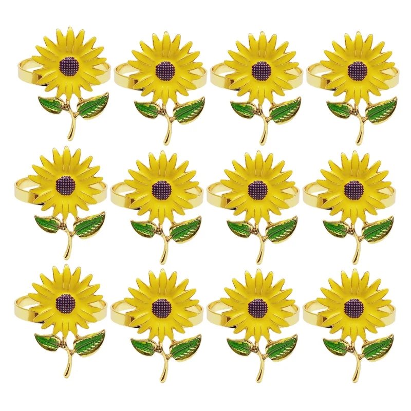 

Кольцо для салфетки 12 шт./лот, кольцо для салфетки с подсолнухом, кольцо для салфетки из сплава, кольцо для полотенца, украшение свадебного с...