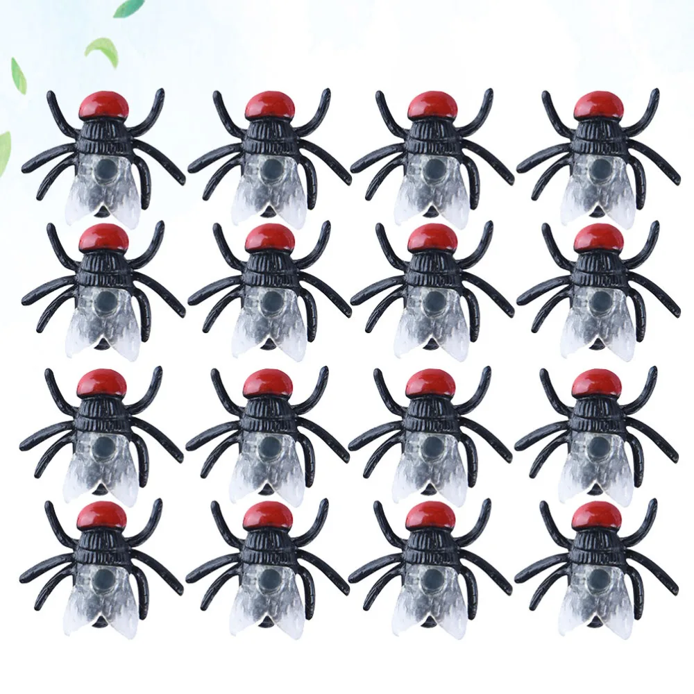 

60pcs Simulation Fly Trick Toys Party Prank Props Mischief Insect Models Kids Accessories for Daily Festival (Black)