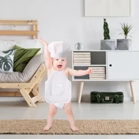 cute baby chef apron and hat white cook costume photos photography prop chef uniform outfits photography prop