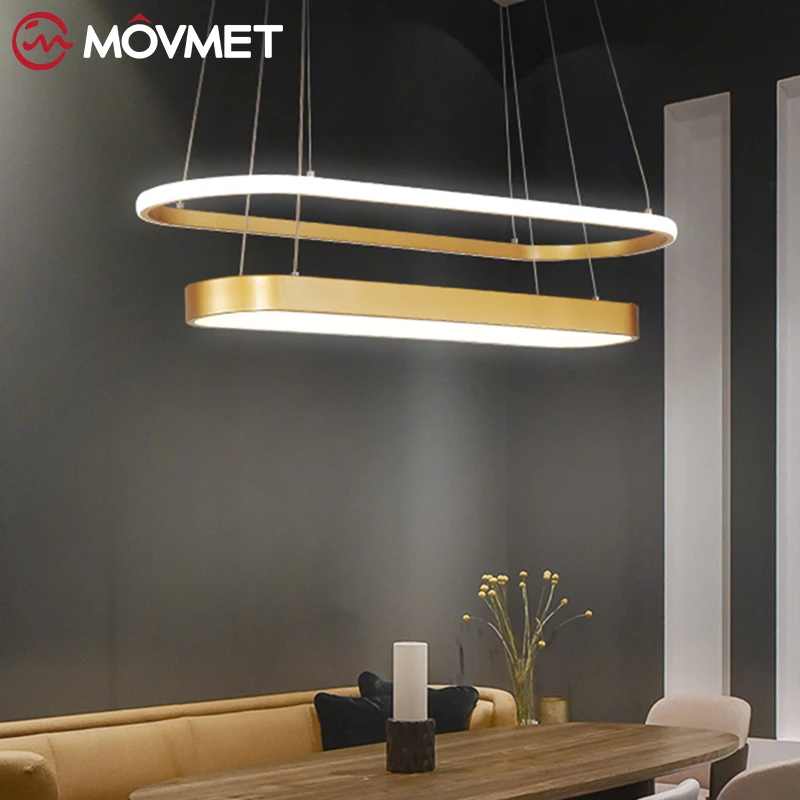 Современная светодиодная люстра с матовой позолотой/черной отделкой