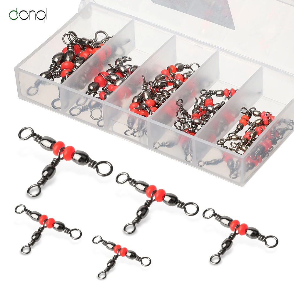 

DONQL 50 шт. рыболовные T-shape форме, благодаря чему создается ощущение невесомости с 3-х полосная прокатки поворотное кольцо рыболовный крючок пр...