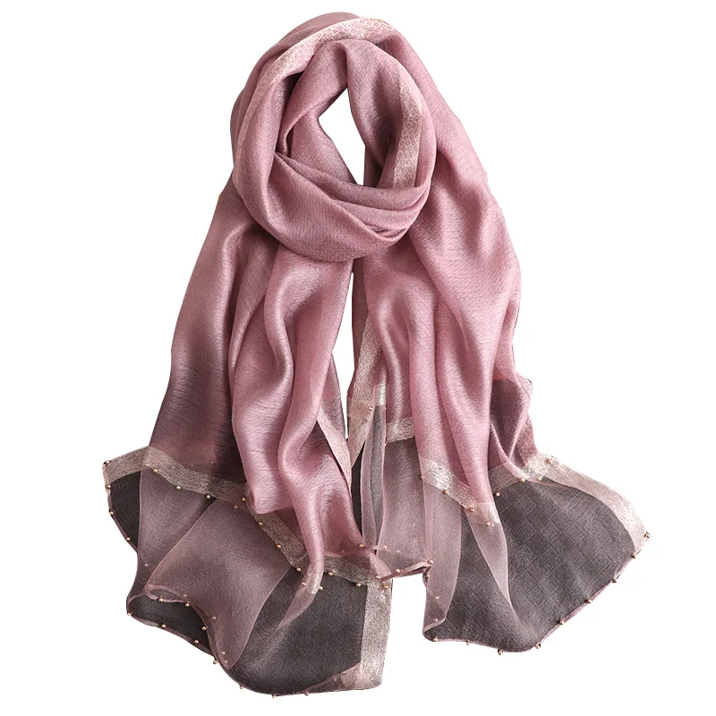 

Elegant Women Silk Scarves and Wraps Long Solid Color Shawls Neck Scarf Female 80cm*190cm Fashion Beach Poncho Scarfs For Ladies