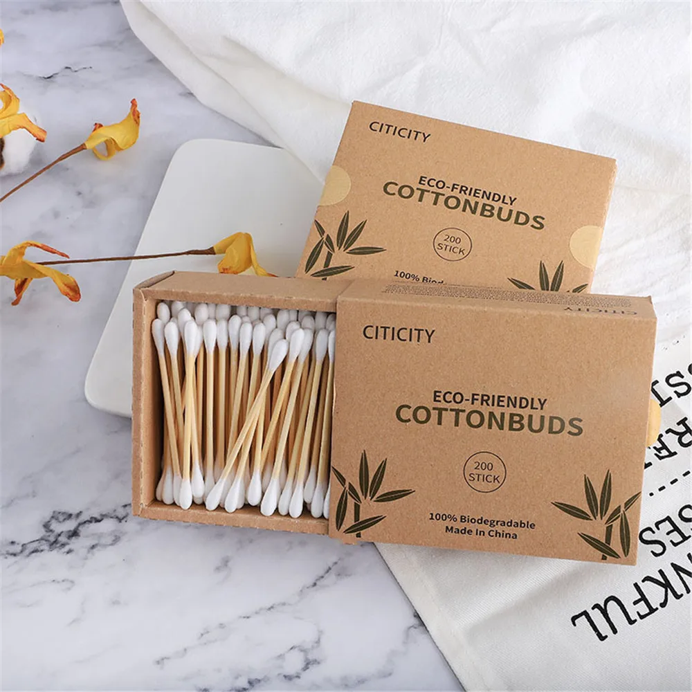 

200pcs/box Double Head Cotton Swab Disposable For Nose Buds Beauty Makeup Nose Ears Cleaning Simple And Convenient Wholesale NEW
