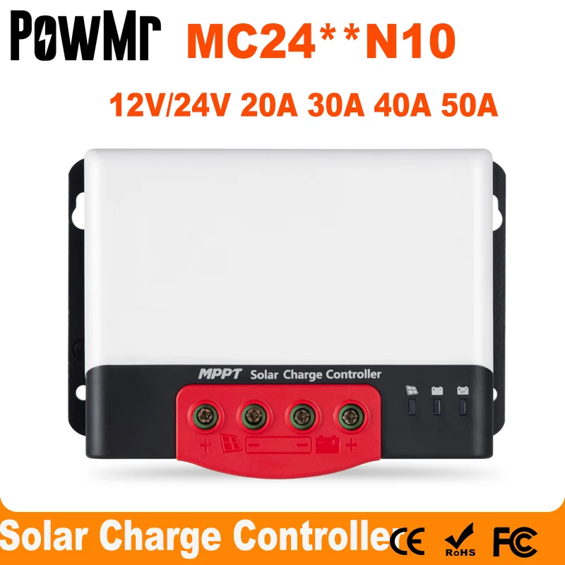 SRNE MPPT Solar Charge Controller 20A 30A 40A 50A Solar Regulator 12V 24V For Max 1320W Input lithium Battery With BT-2 RM-6 LCD