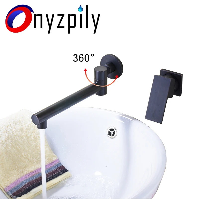 Onyzpily смеситель для раковины, бронзовый/матовый никелевый настенный смеситель для раковины 360 Вращение
