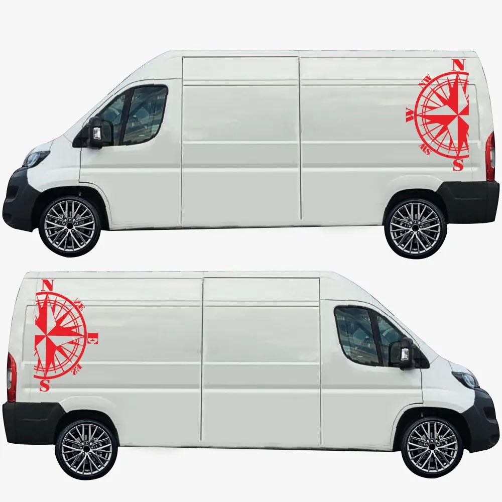 

2Pcs/set High Quality PVC Car Stickers Compass Side Auto Body Vinyl Decals For RV Camper Car Caravan Exterior Accessories