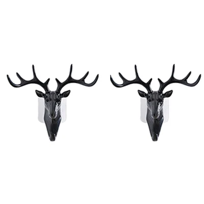 2Pcs Black Настенные декоративные крючки, рога, американский стиль, домашний декор, крючки, многоцелевой настенный крючок для ключей, сумки, крючок для одежды K1062 H - Цвет: 2Pcs Black