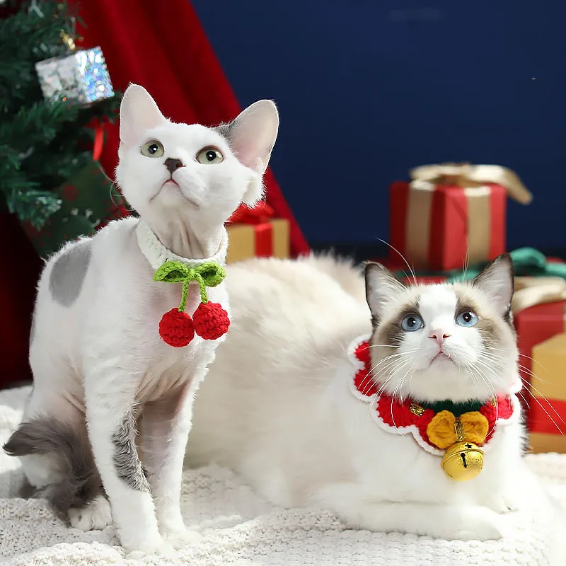 

Слюнявчик для домашних животных Рождественский ошейник шарф слюнявчик ручной работы вязаный слюнявчик для кошек и собак