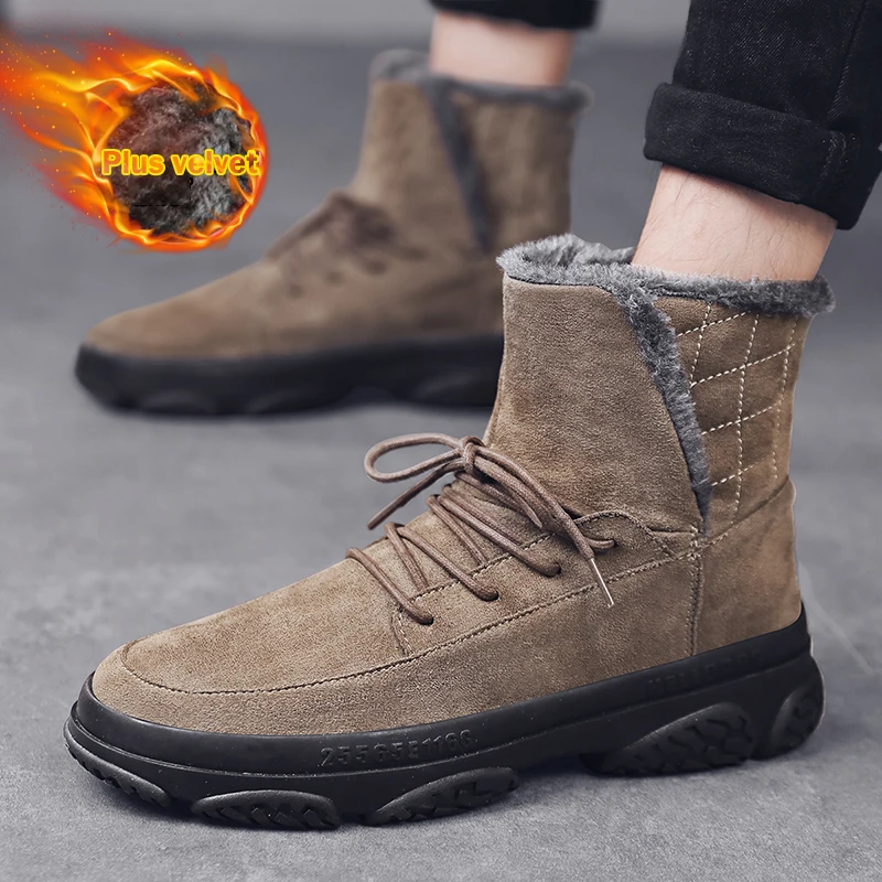 Утепленные мужские ботинки Зимняя мужская хлопковая обувь Теплые зимние на меху
