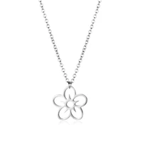 stainless steel hollow lucky plant lotus flower pendant chain necklace love woman mother girl gift wedding jewelry