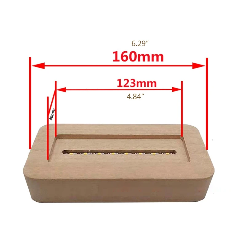 

Epoxy Night Light DIY Material Solid Wooden Luminous Bases White and Warm Light USB Rectangular Lamps Holder Accessories