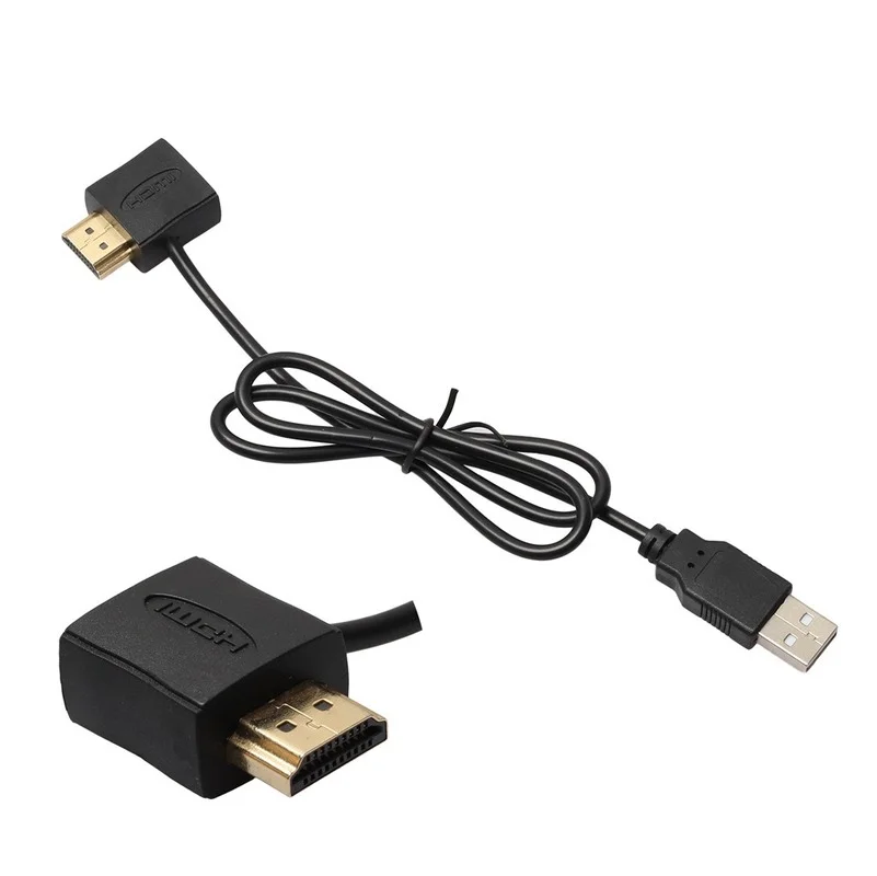 

Black HDMI-compatible Male To Female Adapter with USB Power Line