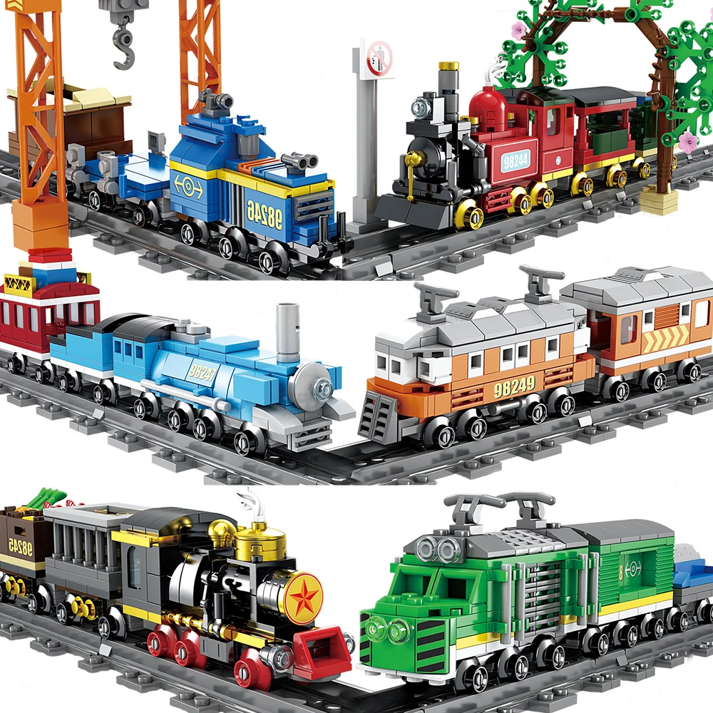 Kazi Train Toys Bricks Technic Legoeds City Model Building Blocks Tracks Rail Playmobil детские игрушки подарки для