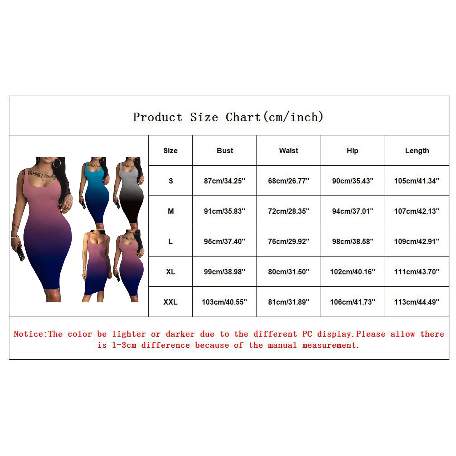 

Sexy Women's Gradient Tank Dress Sleeveless Buttocks Basic Partyclubwearnightclub Mini Dresses Robe 2021