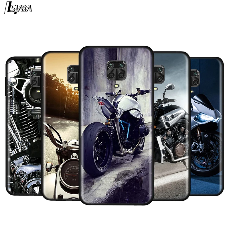 

Silicone Cover Cool Motorcycle Sport For Xiaomi Redmi Note 9 9S Max 8T 8 7 6 5 Pro 5A 4X 4 Bright Black Phone Case