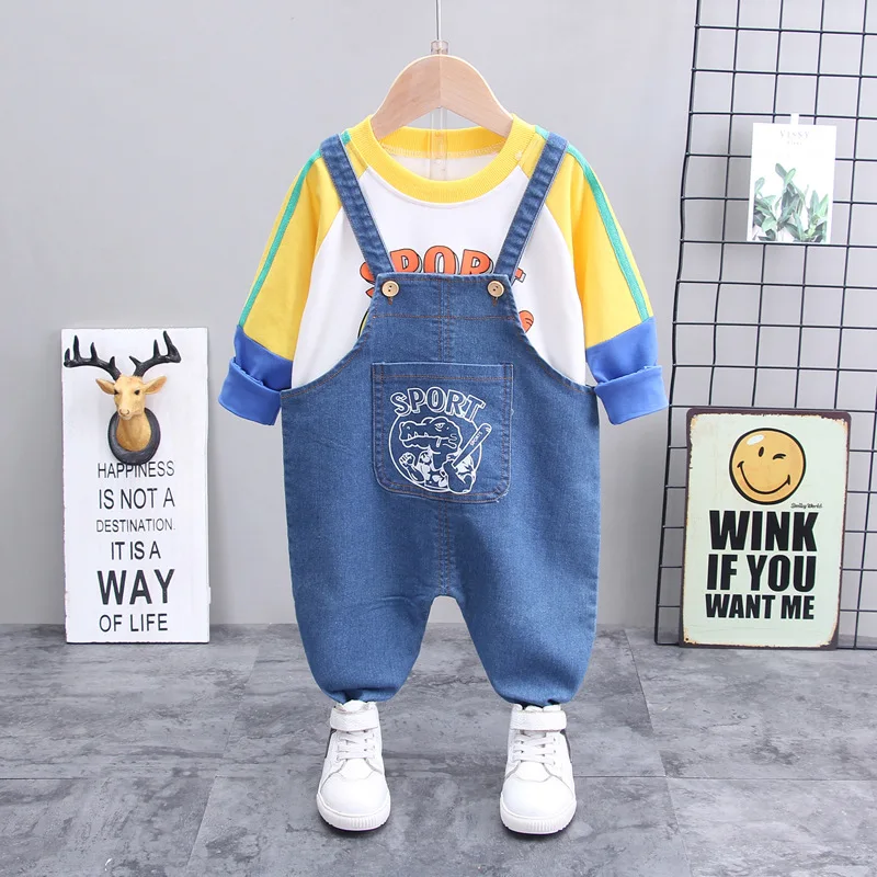 Children Clothes Autumn Baby Boys Girls Cartoon T Shirt Jeans Pants 2Pcs/sets New Spring Kids Infant Clothing Toddler Sportswear | Детская