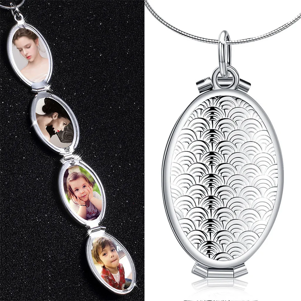 2021 Новая модная цепочка ожерелье в виде рыбьей чешуи Овальный медальон 4 Слот