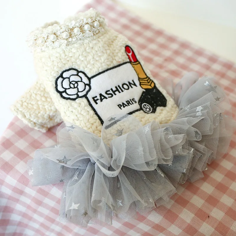 Шикарная пачка звезда Роскошные платья для собак маленьких Зимний костюм