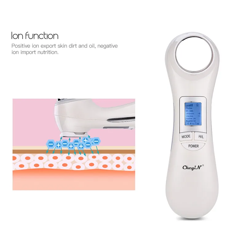 Goedkoop 6 In 1 Ultrasone Ion Facial Massager Rf Ems Led Photon Therapie Huidverjonging Gezicht Lifting Trillingen Schoonheid Machine