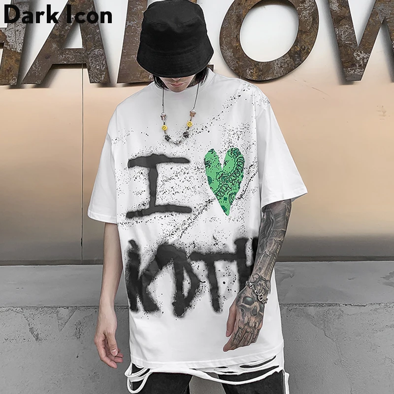 Dark Icon Hip Hop T Shirt Men 2020 Streetwear Harajuku Printed Tshirt Short Sleeve Cotton Hipste T-Shirt Loose Fashion Tops | Мужская