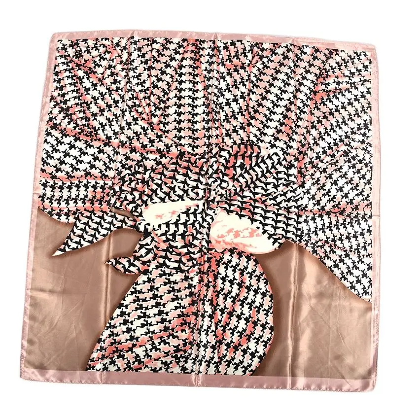 Женский атласный шарф-накидка [BYSIFA] розовый или хаки платок-накидка из шёлка 90*90