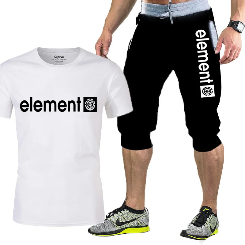 

2021 summer T-shirt and pants two-piece men's casual sports suit tide brand sportswear pure cotton fashion men's clothing