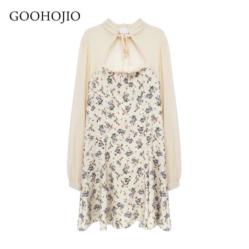 

GOOHOJIO 2021 New Spring and Autumn Floral Chic Dress Women Long Sleeve Fashionable Dress for Women Temperament Women Dress