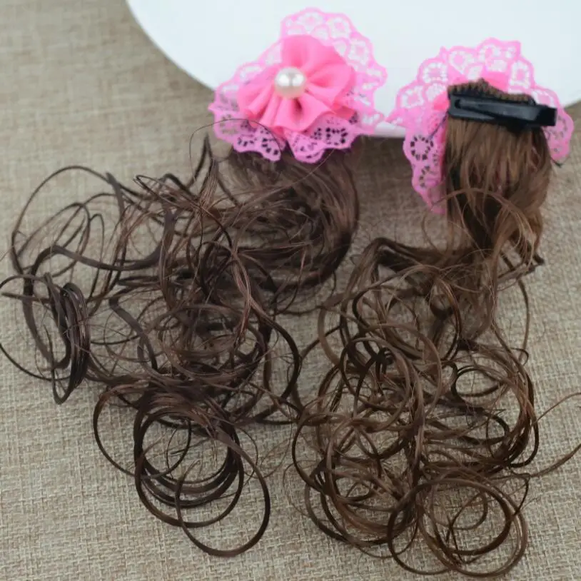 2 шт. завитые волосы для девочек с кружевным бантом заколка волос держатель