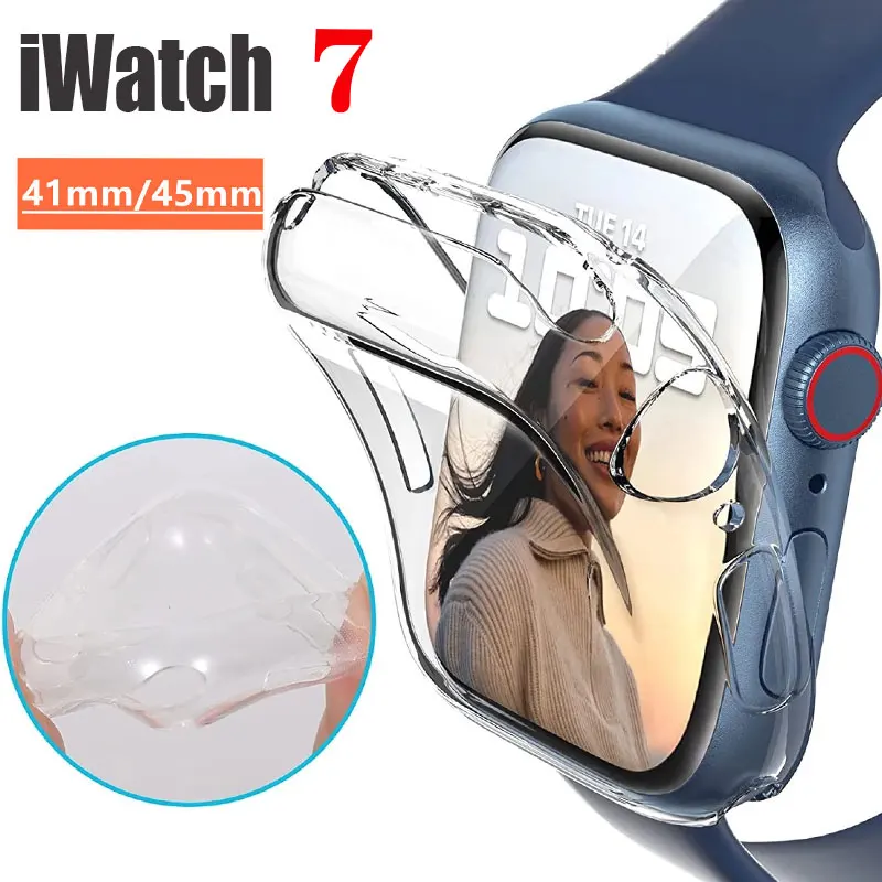 

Screen Protector For Apple Watch case 45mm 41mm 44MM 40MM Full TPU bumper Cover 42mm 38MM accessories iwatch series 7 SE 6 5 4 3