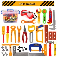 pretend play toy simulation toolbox toy set maintenance tools 32 piece caliper tweezers small hammer diy boy tool toys
