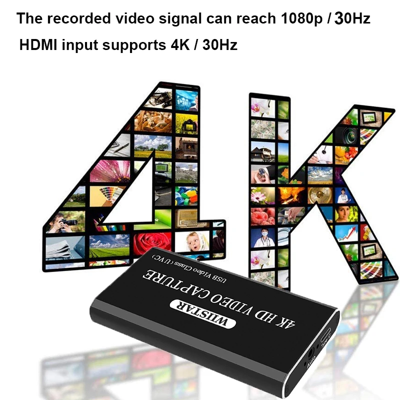 Устройство захвата видеозахвата HDMI/Type-C/USB 2 0 1080P 30 кадров в секунду с выходом HDMI